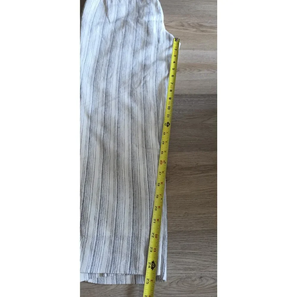 Banana Republic Women's Linen Striped Boho Chic Cottagecore Summer Pants, Size 6